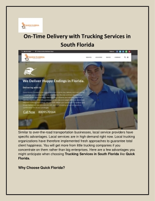 Trucking Services in South Florida - Quick Florida Couriers