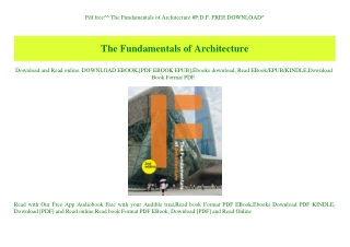 Pdf free^^ The Fundamentals of Architecture #P.D.F. FREE DOWNLOAD^
