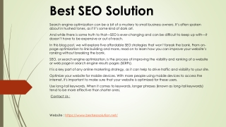 Best SEO Solution