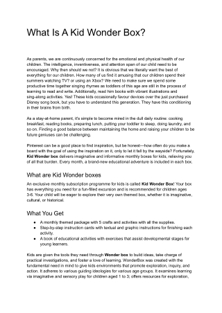 What Is A Kid Wonder Box?