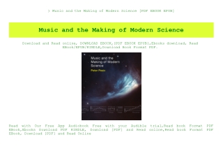 ^READ) Music and the Making of Modern Science [PDF EBOOK EPUB]