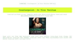 {DOWNLOAD} Counterpoint In Vino Veritas PDF Full