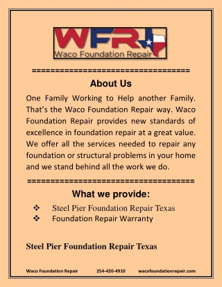 Steel Pier Foundation Repair Texas