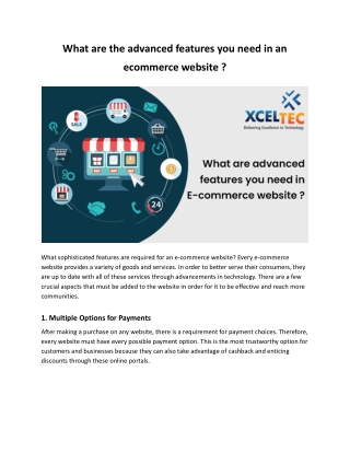 What are the advanced features you need in an ecommerce website