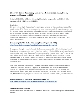 Global Call Center Outsourcing Market report