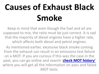 Causes of Exhaust Black Smoke