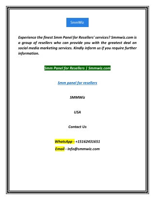 Smm Panel for Resellers  Smmwiz