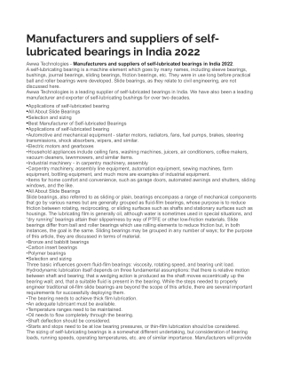 manufacturer and suppliers of self lubricated bearings in india 2022