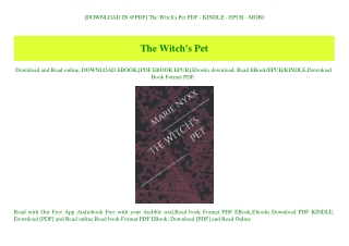 [DOWNLOAD IN @PDF] The Witch's Pet PDF - KINDLE - EPUB - MOBI