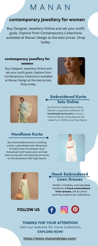 Buy Contemporary Jawelry For Women At Manan Design
