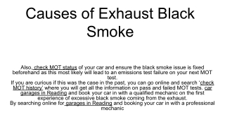 Causes of Exhaust Black Smoke