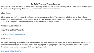 Guide to Ties and Pocket Squares