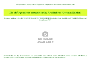 Free [download] [epub]^^ Die altÃƒÂ¤gyptische metaphysische Architektur (German Edition) ZIP