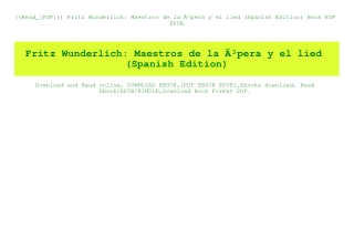 ((Read_[PDF])) Fritz Wunderlich Maestros de la ÃƒÂ³pera y el lied (Spanish Edition) Book PDF EPUB