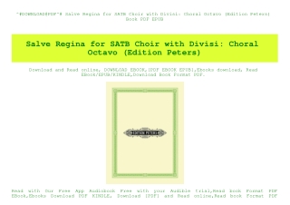 ^#DOWNLOAD@PDF^# Salve Regina for SATB Choir with Divisi Choral Octavo (Edition Peters) Book PDF EPUB