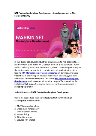 NFT Fashion Marketplace Platform Development