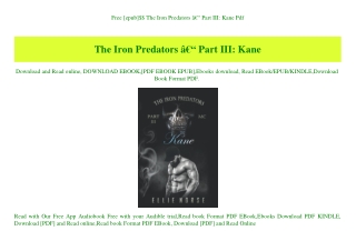 Free [epub]$$ The Iron Predators Ã¢Â€Â“ Part III Kane Pdf