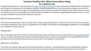 What to Know Before Hiring for a Business Trip