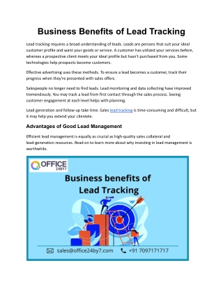 Business Benefits of lead tracking