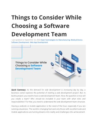 Things to Consider While Choosing a Software Development Team