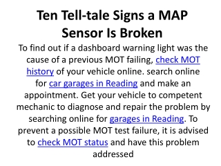 Ten Tell-tale Signs a MAP Sensor Is Broken