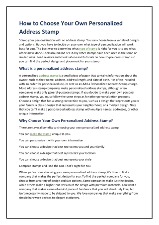 How to Choose Your Own Personalized Address Stamp