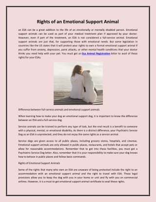 Rights of an Emotional Support Animal