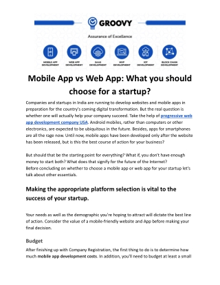 Mobile App vs Web App: What you should choose for a startup