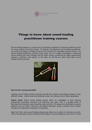 Things to know about sound healing practitioner training courses