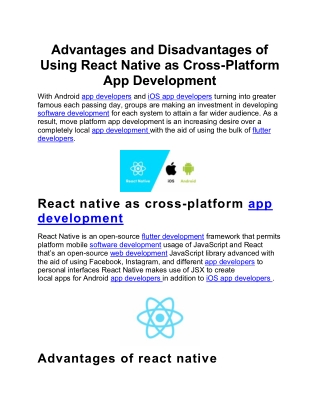 Advantages and Disadvantages of Using React Native as Cross-Platform App Development