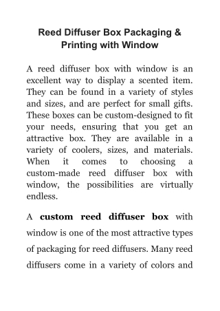 Reed Diffuser Box Packaging & Printing with Window