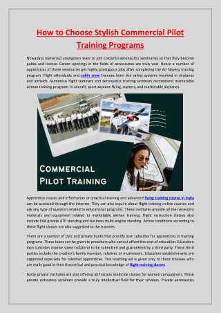 How to Choose Stylish Commercial Pilot Training Program1