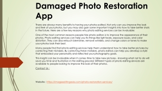 Damaged Photo Restoration App