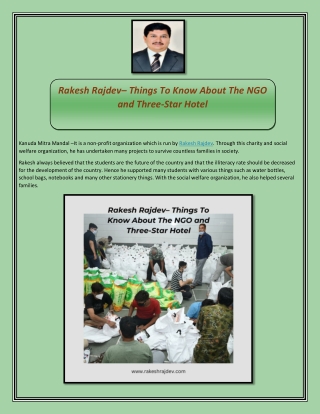 Rakesh Rajdev Things To Know About The NGO and Three-Star Hotel