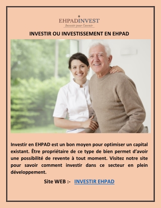 INVESTIR OU INVESTISSEMENT EN EHPAD