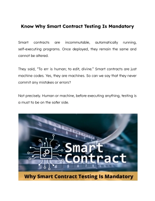 Know Why Smart Contract Testing Is Mandatory