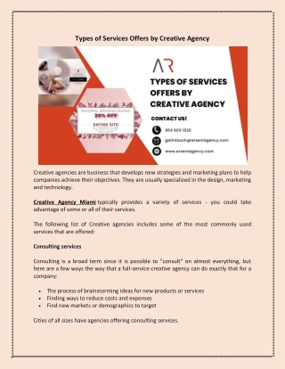 Types of Services Offers by Creative Agency