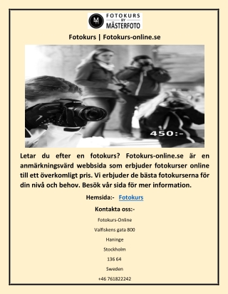 Fotokurs | Fotokurs-online.se