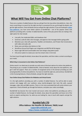 What Will You Get from Online Chat Platforms