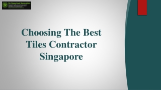 Choosing The Best Tiles Contractor Singapore