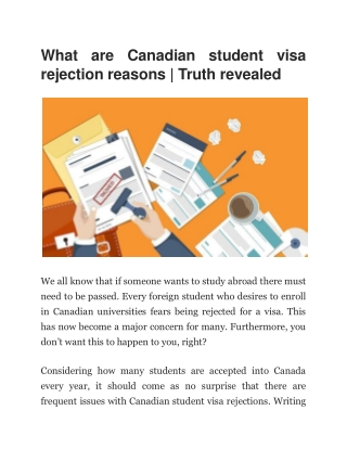 What are Canadian student visa rejection reasons -Truth revealed