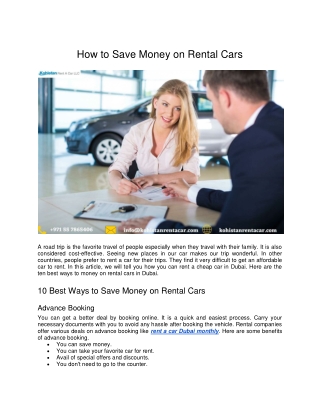 How to Save Money on Rental Cars