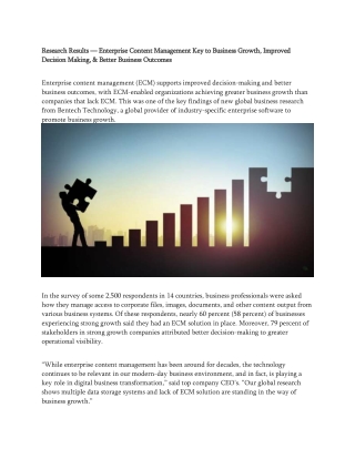 Research Results — ECM Key to Business Growth, Improved Decision Making, & Better Business Outcomes