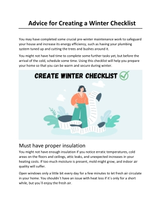 Advice for Creating a Winter Checklist