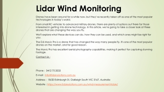 Lidar Wind Monitoring