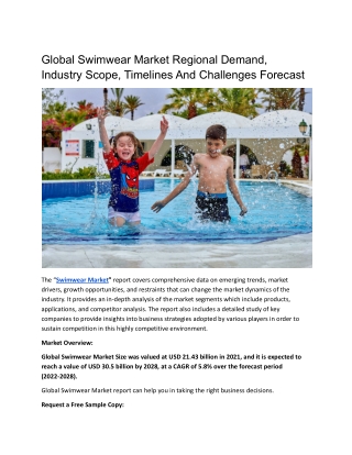 Global Swimwear Market Regional Demand, Industry Scope, Timelines And Challenges