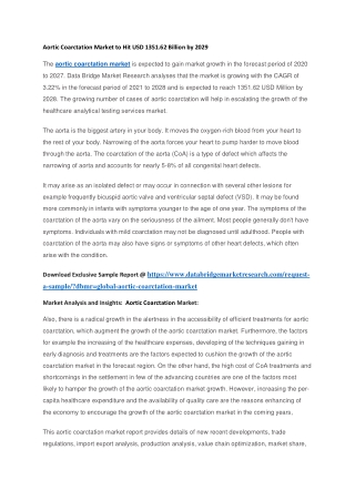Aortic Coarctation Market to Hit USD 1351.62 Billion by 2029