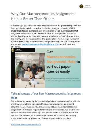 Why Our Macroeconomics Assignment Help Is Better Than Others