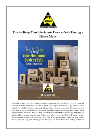 Tips to Keep Your Electronic Devices Safe During a House Move