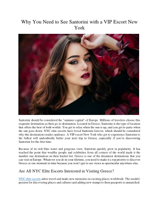Why You Need to See Santorini with a VIP Escort New York